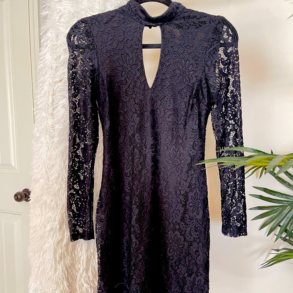 Black Long Sleeve Lace Formal Dress